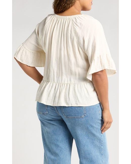 Treasure & Bond White Ruffle Peplum Top