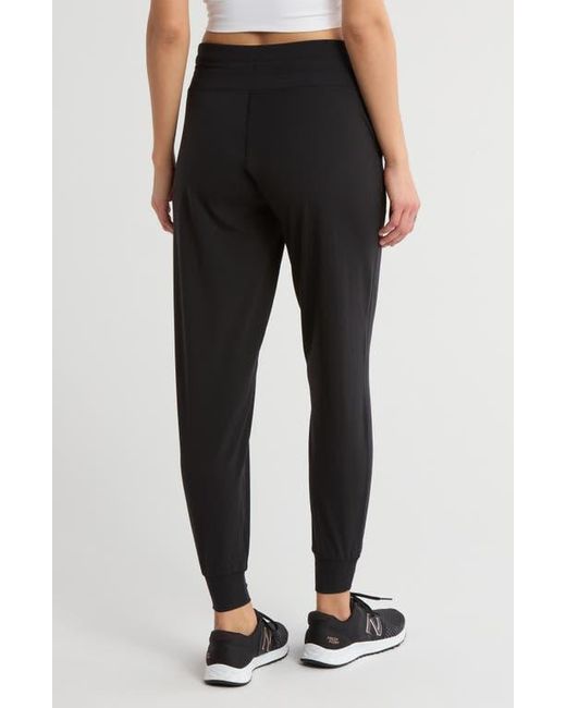 90 Degrees Black Interlock Light Work High Waist Joggers