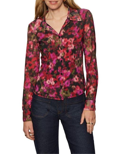 Sanctuary Red Mesh Button-Down Shirt