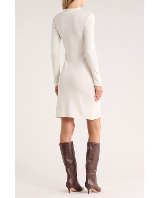 French Connection Natural Long Sleeve Ruched A-Line Dress