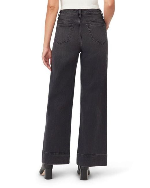 Kensie Black High Waist Pintuck Wide Leg Jeans
