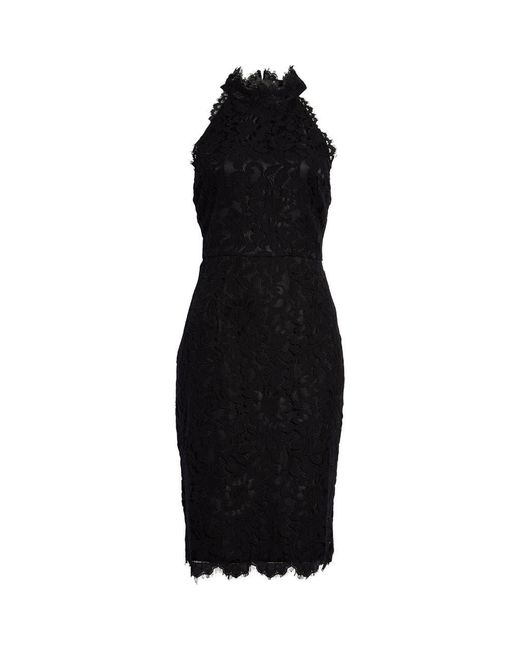 princess polly baby blue dress Black Lace Halterneck Midi Dress