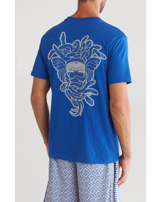 Crooks and Castles Blue Medusa Graphic T-shirt for men