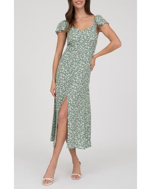 Blu Pepper Green Flutter Sleeve Midi Dress