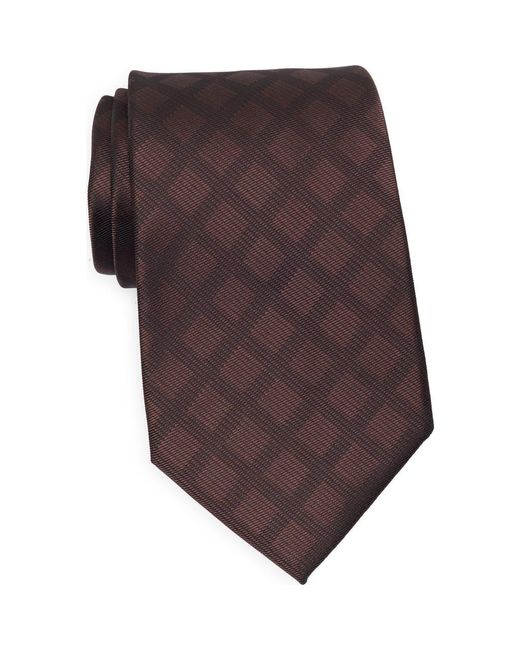 Calvin Klein Brown Travis Grid Print Tie for men