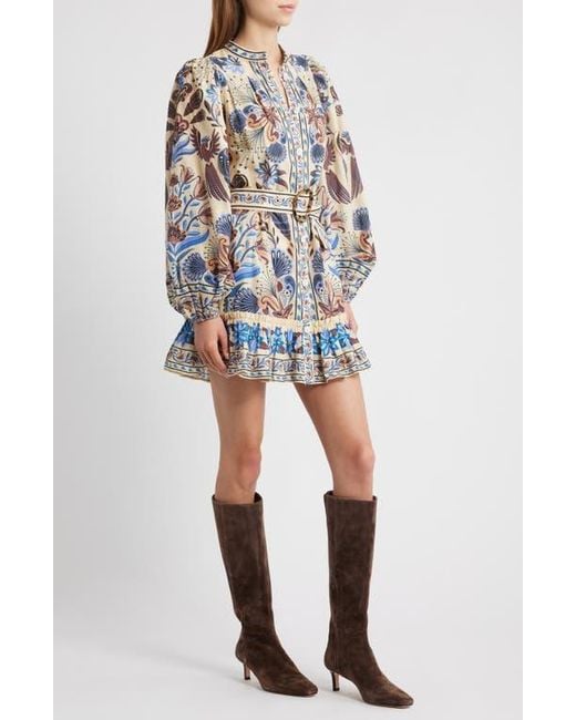 casual mini dresses long sleeve Lucy Pink Print Long Sleeve Mini Dress - US 16