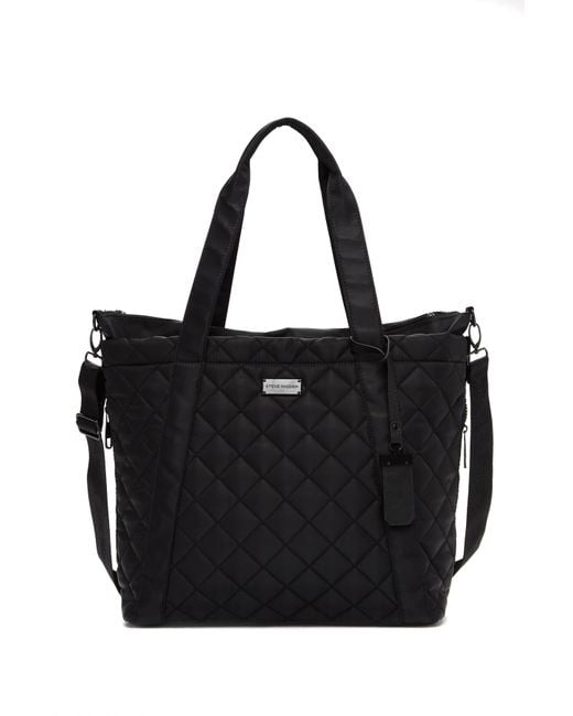 Steve Madden Black Sporty Quilted Nylon Tote