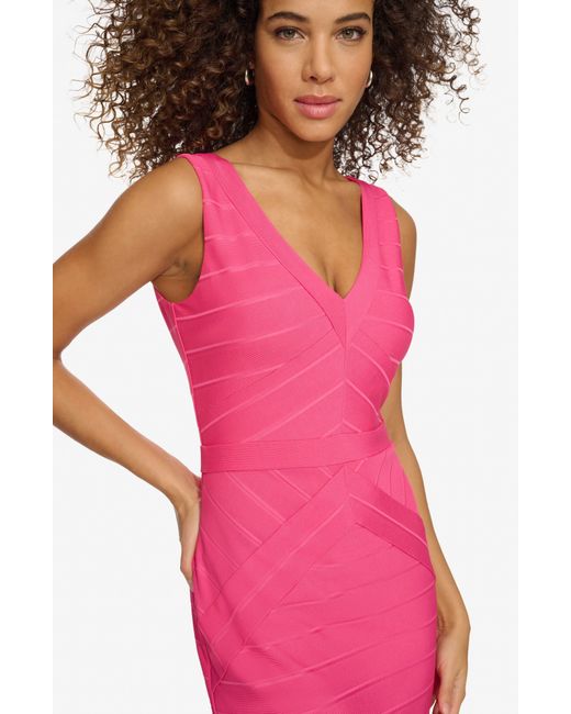 Kensie Pink Sleeveless Bandage Dress