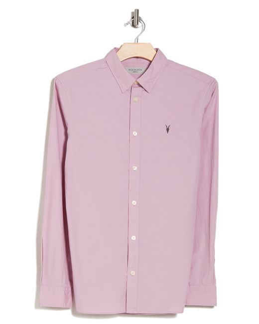 AllSaints Riviera Long Sleeve Shirt in Pink for Men | Lyst