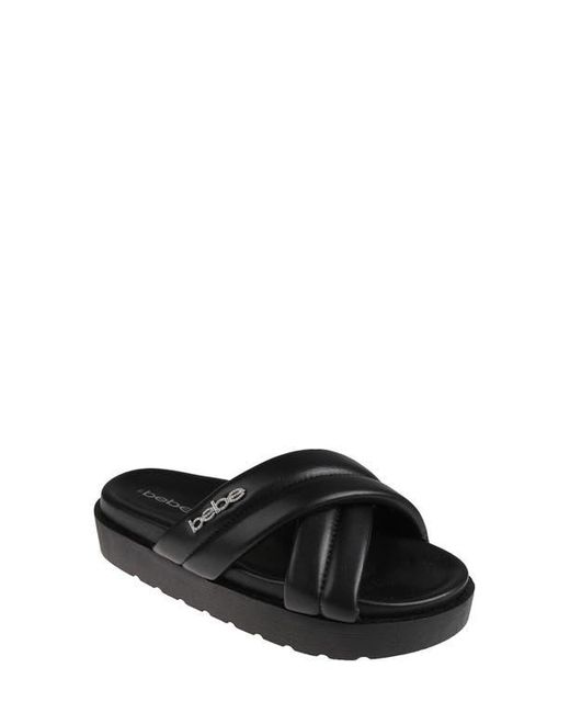 Bebe Black Platform Slide Sandal