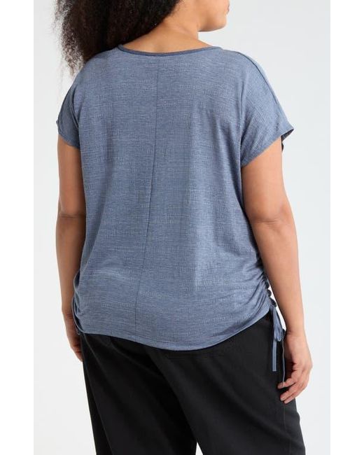 Max Studio Blue V-Neck Side Cinched Top