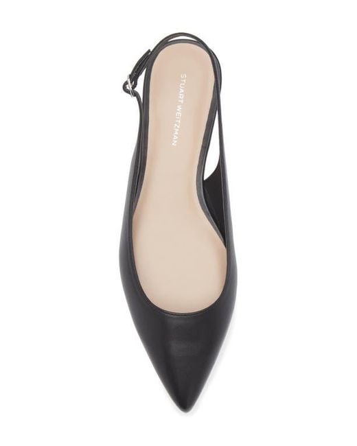 Stuart Weitzman Mara Pointed Toe Slingback Flat in Black | Lyst