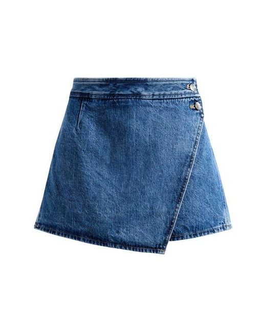 Madewell Blue Denim Micro Mini Wrap Skort