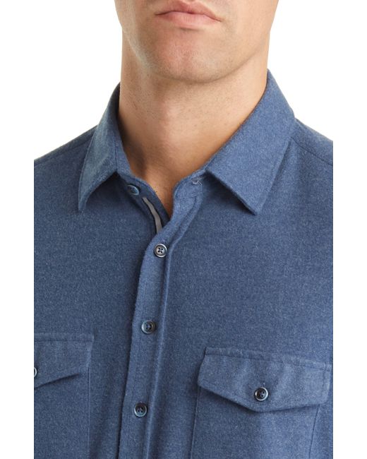Stone Rose Blue Dry Touch® Performance Fleece Button-up Shirt for men