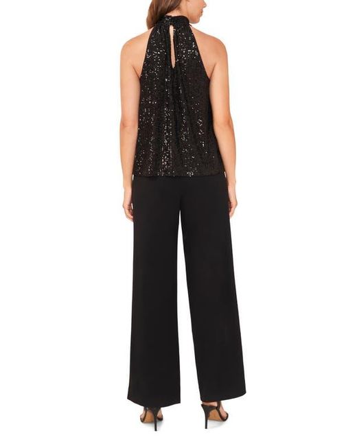 Halogen® Black Halter Neck Sequin Top