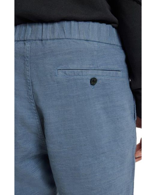 John Varvatos Blue Benson Linen Blend Drawstring Shorts for men
