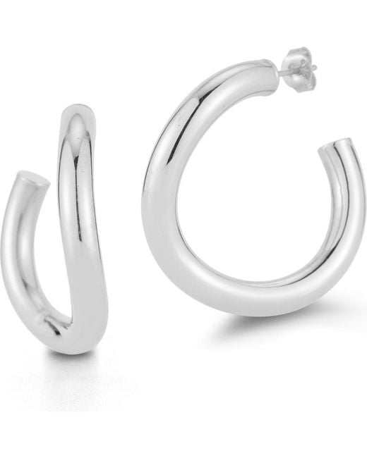 Glaze Jewelry White Large Wave Hoop Earrings