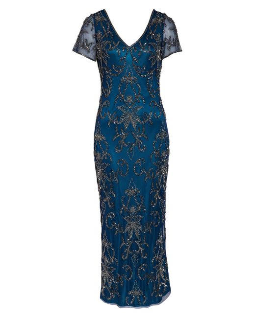 Pisarro Nights - Embroidered Beaded Gown in Silver at Nordstrom