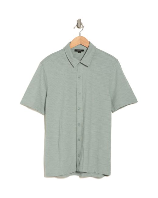 Vince Green Slub Knit Short Sleeve Cotton Button-up Shirt for men