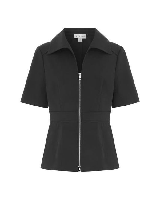 ALIGNE Black Cecile Zip Front Top