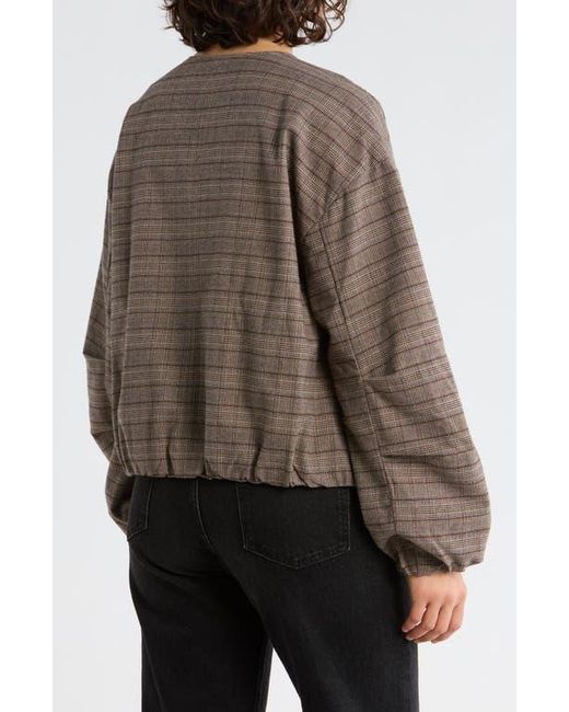 Democracy Brown Plaid Zip Front Bomber Jacket
