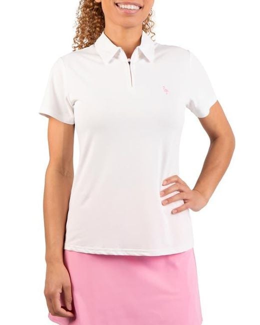 Tailorbyrd White Solid Quarter Zip Polo