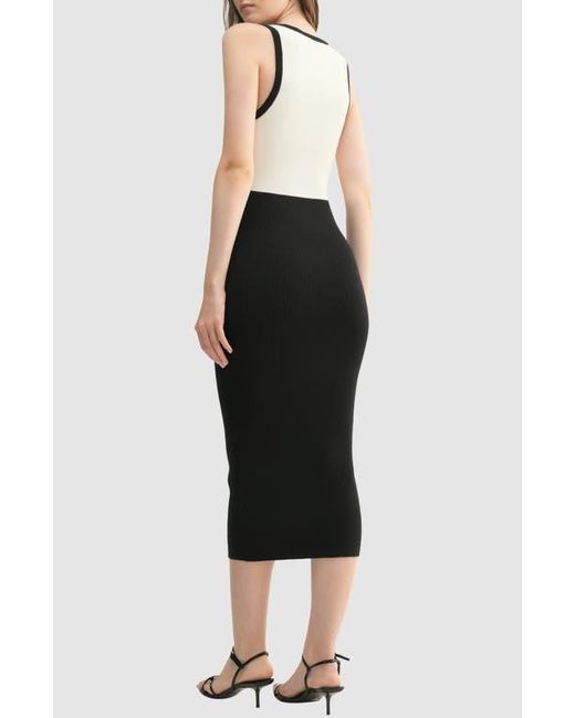 Lush Black Colorblock Cutout Midi Dress