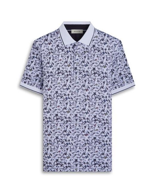 Bugatchi Blue Three-Button Performance Polo for men