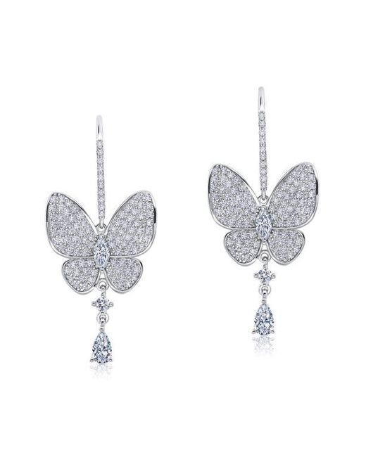 Lafonn White Pavé Simulated Diamond Butterfly Drop Earrings