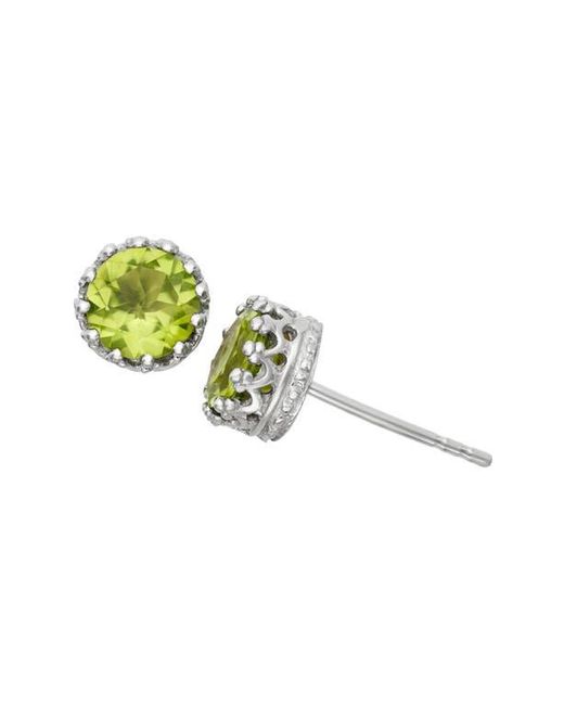 FZN Metallic Sterling Crown Stone Stud Earrings
