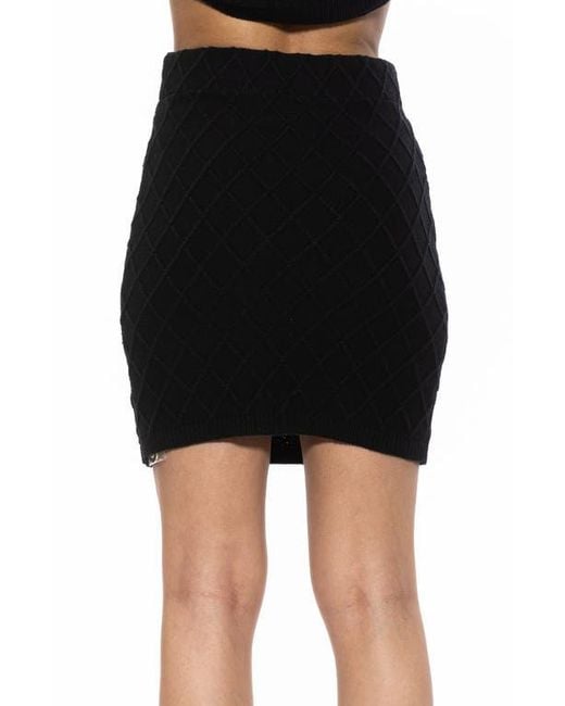 Alexia Admor Black Pattern Knit Miniskirt