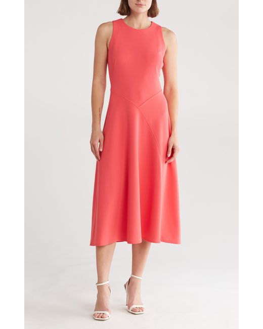 Calvin Klein Red Sleeveless Midi Dress