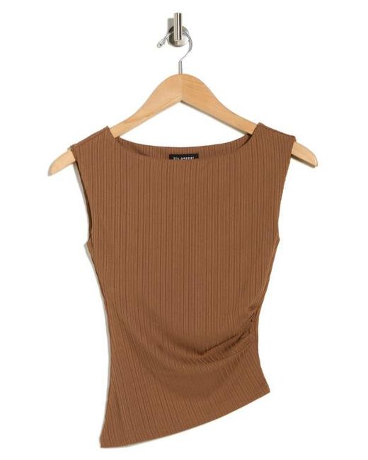 Blu Pepper Ribbed Ruched Top in Brown | Lyst