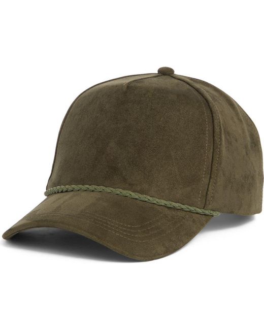 David & Young Green Faux Suede Baseball Cap