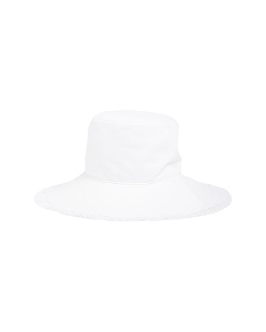 Kate Spade White Fringe Trim Cotton Bucket Hat
