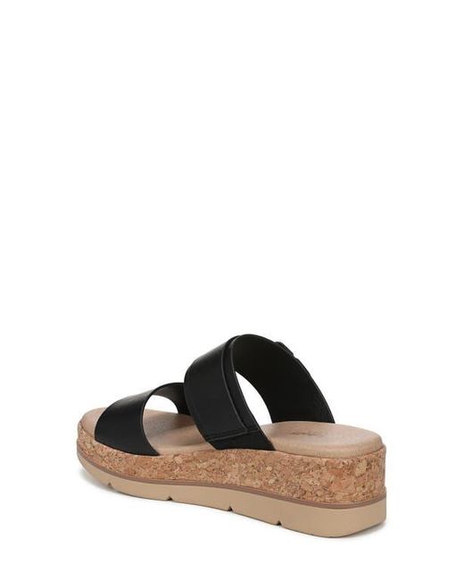 Dr. Scholls Black Once More Platform Wedge Slide Sandal