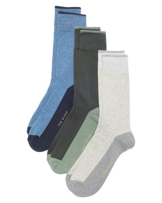 Ted Baker Blue Assorted 3-Pack Crew Socks for men