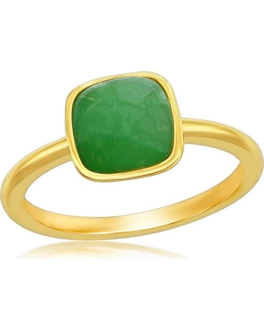 Simona Green Cushion Jade Solitaire Ring