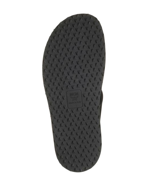 MCM Black Visetos Monogram Slide Sandal for men