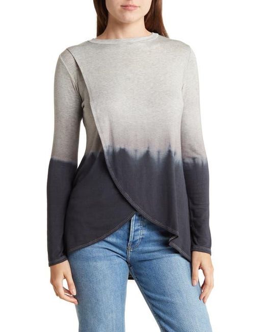 Go Couture Gray Crossover Front Long Sleeve Top