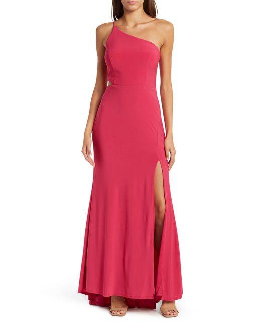 Jump Apparel Red One-shoulder Side Cutout Gown