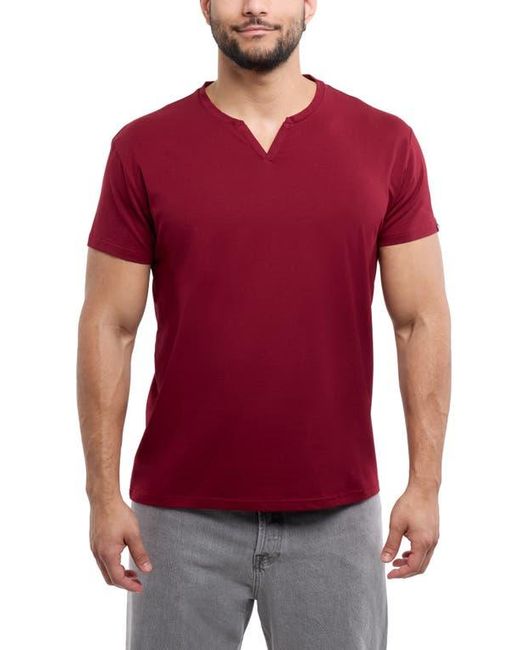 Xray Jeans Red Split Neck Cotton Crew T-Shirt for men