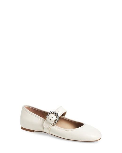 Stuart Weitzman White Piper Mary Jane Ballet Flat