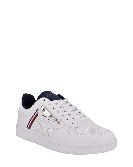 Tommy Hilfiger Lestyn Faux Leather Zip Sneaker In White Ll At Nordstrom  Rack for Men | Lyst