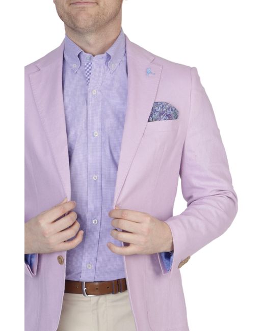 Tailorbyrd Purple Solid Notch Lapel Linen Blend Sport Coat for men