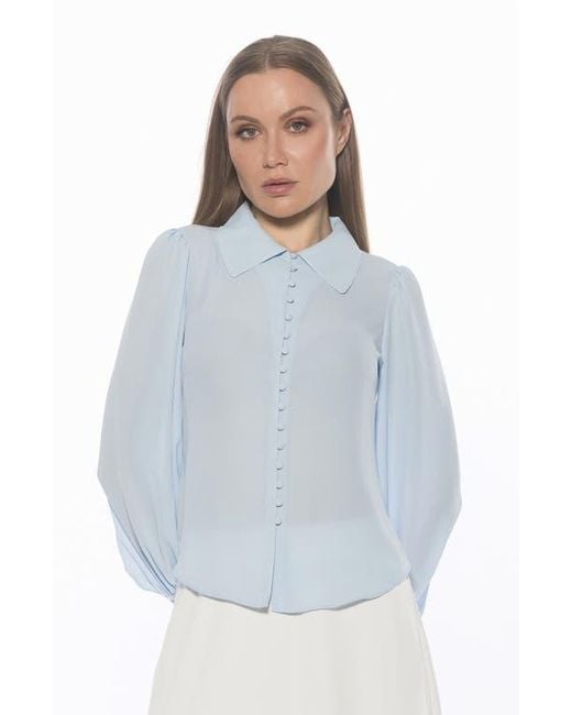Alexia Admor Blue Rah Covered Button-Down Top
