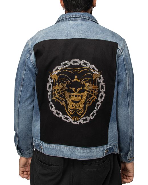 Xray Jeans Tiger Chain Patch Denim Jacket in Blue for Men | Lyst