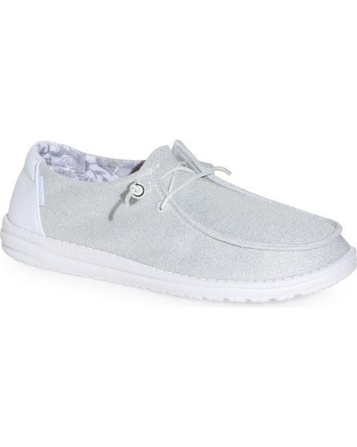 HeyDude White Wendy Stretch Slip-On Moc Toe Shoe