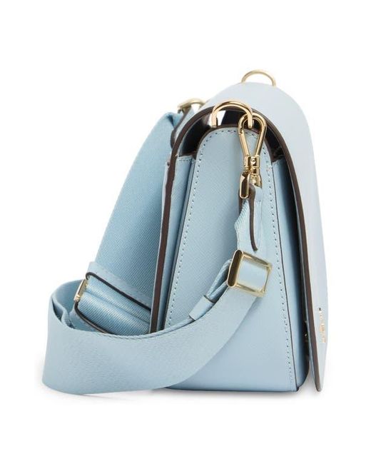 Kate Spade Madison Saffiano Leather Saddle Bag in Blue | Lyst