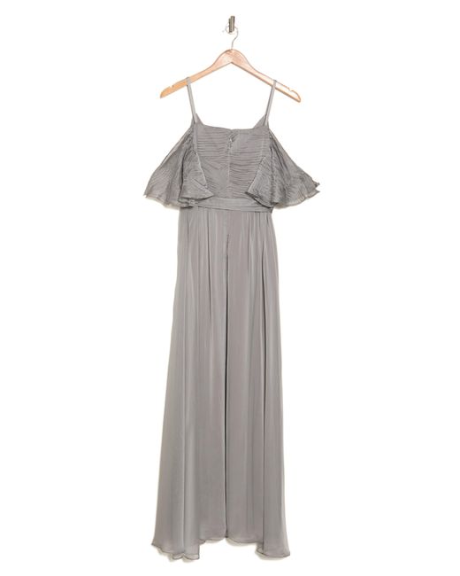 DKNY Gray Pleated Off The Shoulder Gown